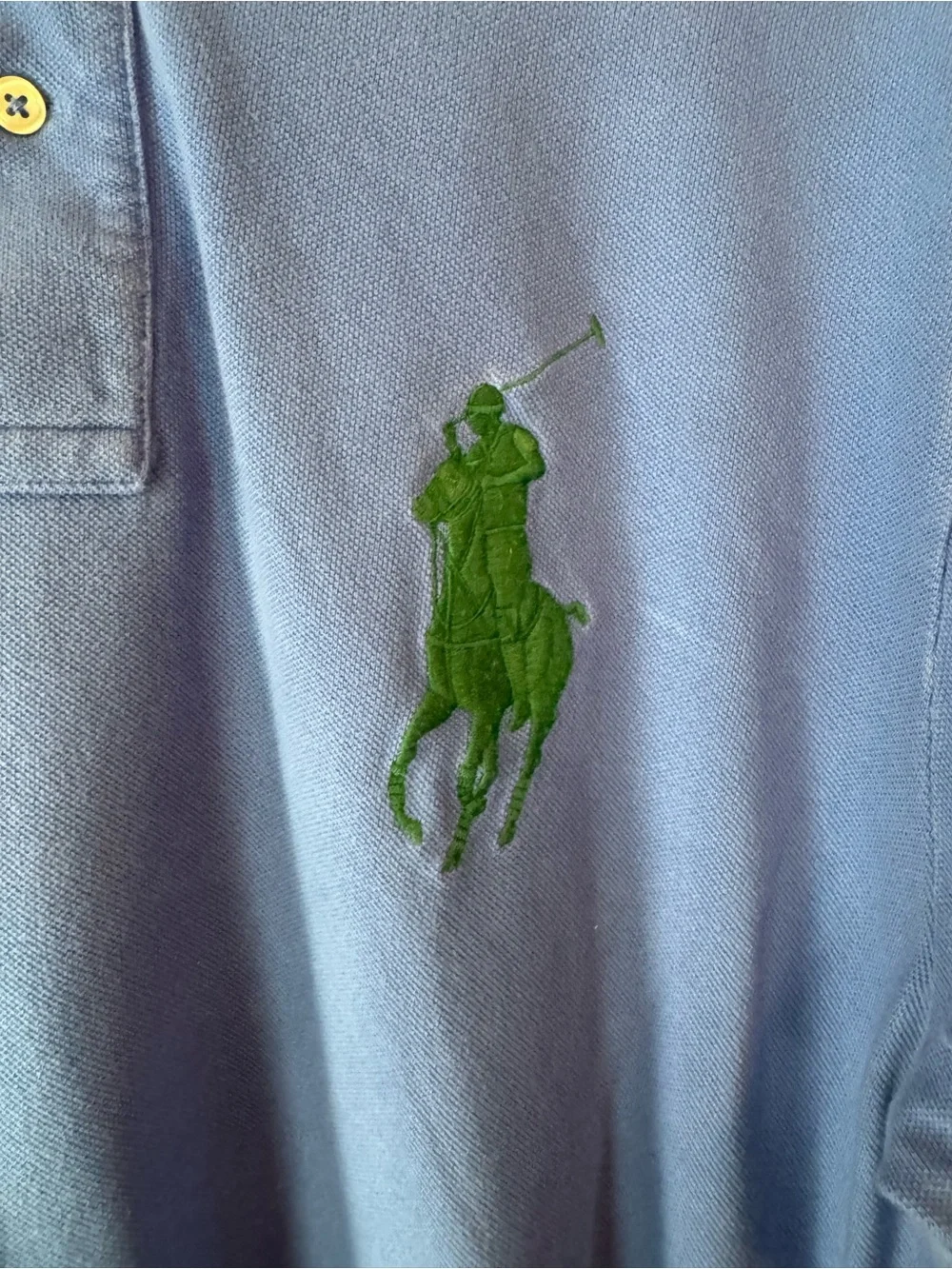 Ralph Lauren Light Blue Polo with Green Pony Embroidery